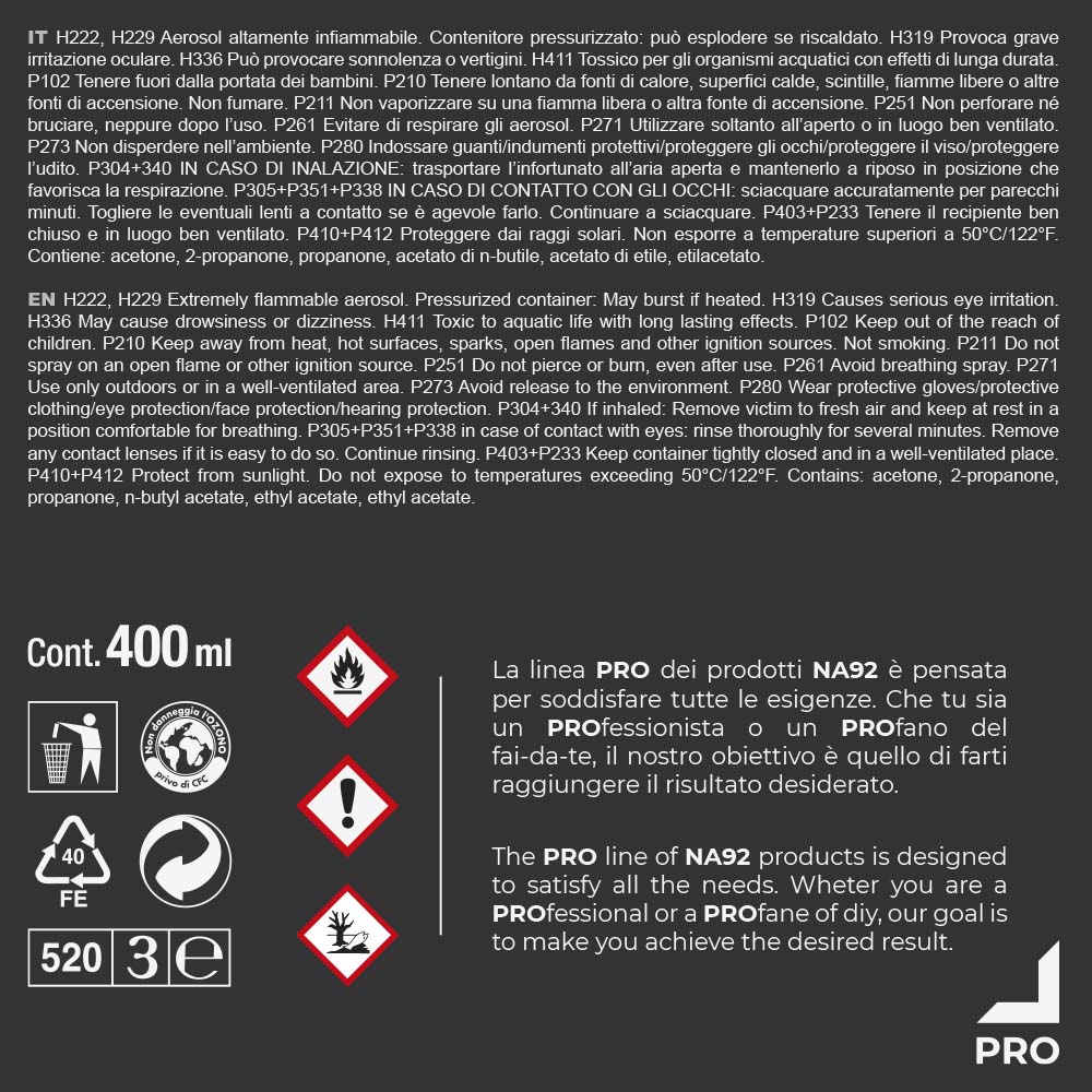 ZInco Chiaro Protettivo Brillante Professionale NA92 ZINK 400 ml