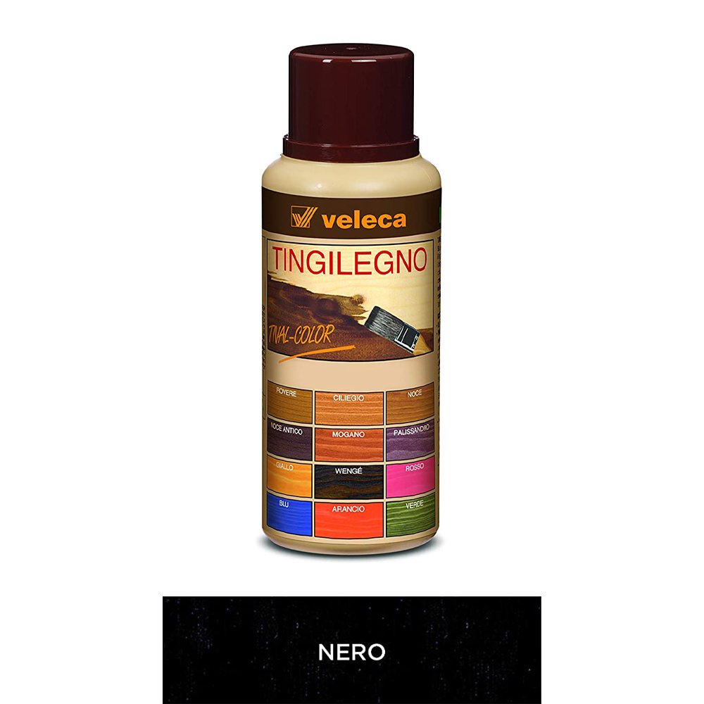 Colorante legno ad acqua tingilegno tival color 250 ml veleca - nero.