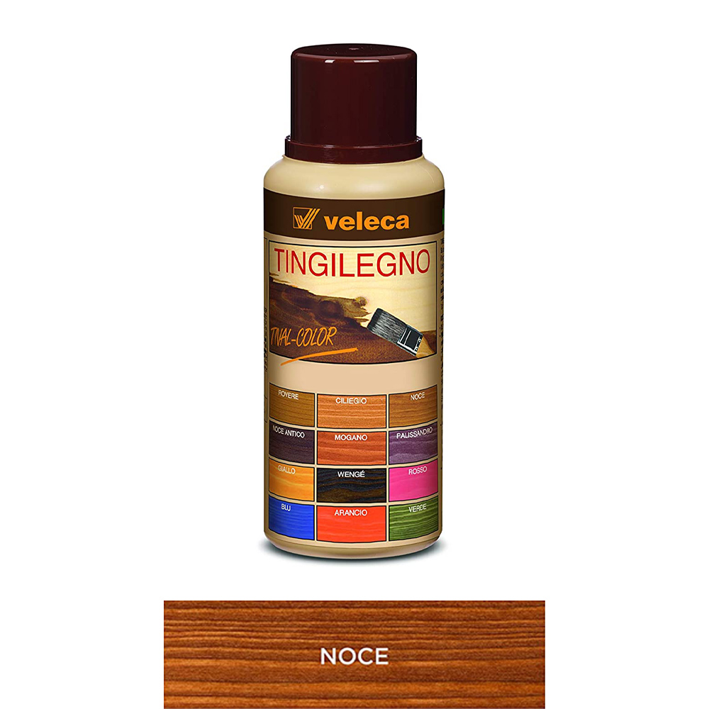 Colorante legno ad acqua tingilegno tival color 250 ml veleca - noce.