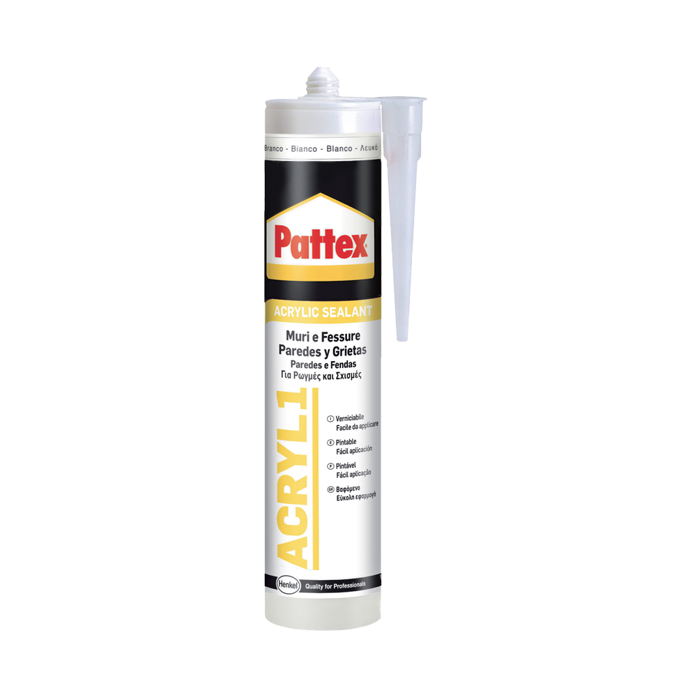 Silicone per Muri e Fessure Acryl1 Bianco PATTEX 300 ml