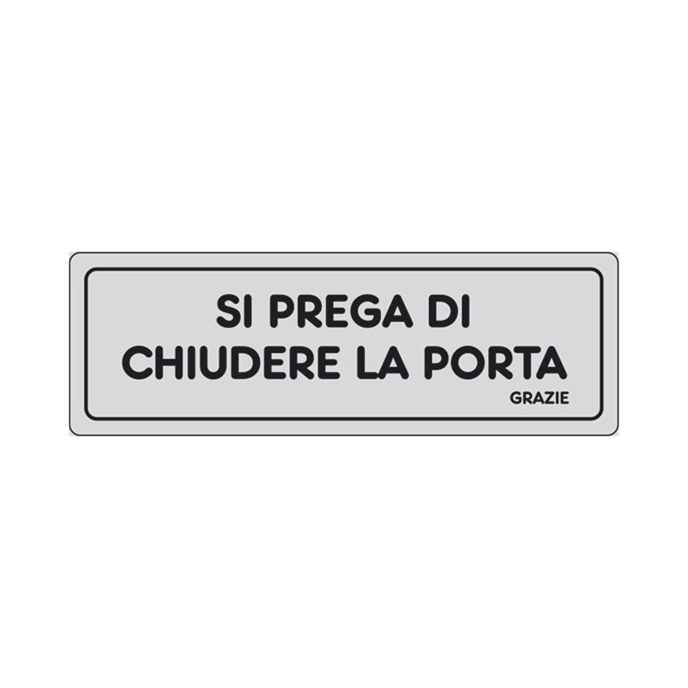 Cartello in carta autoadesiva 15x5 cm - si prega di chiudere la porta, grazie.