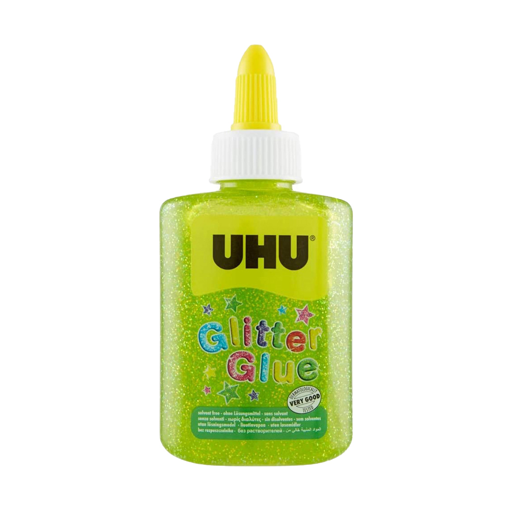 Colla verde per decorazioni glitter glue uhu 88,5 ml.