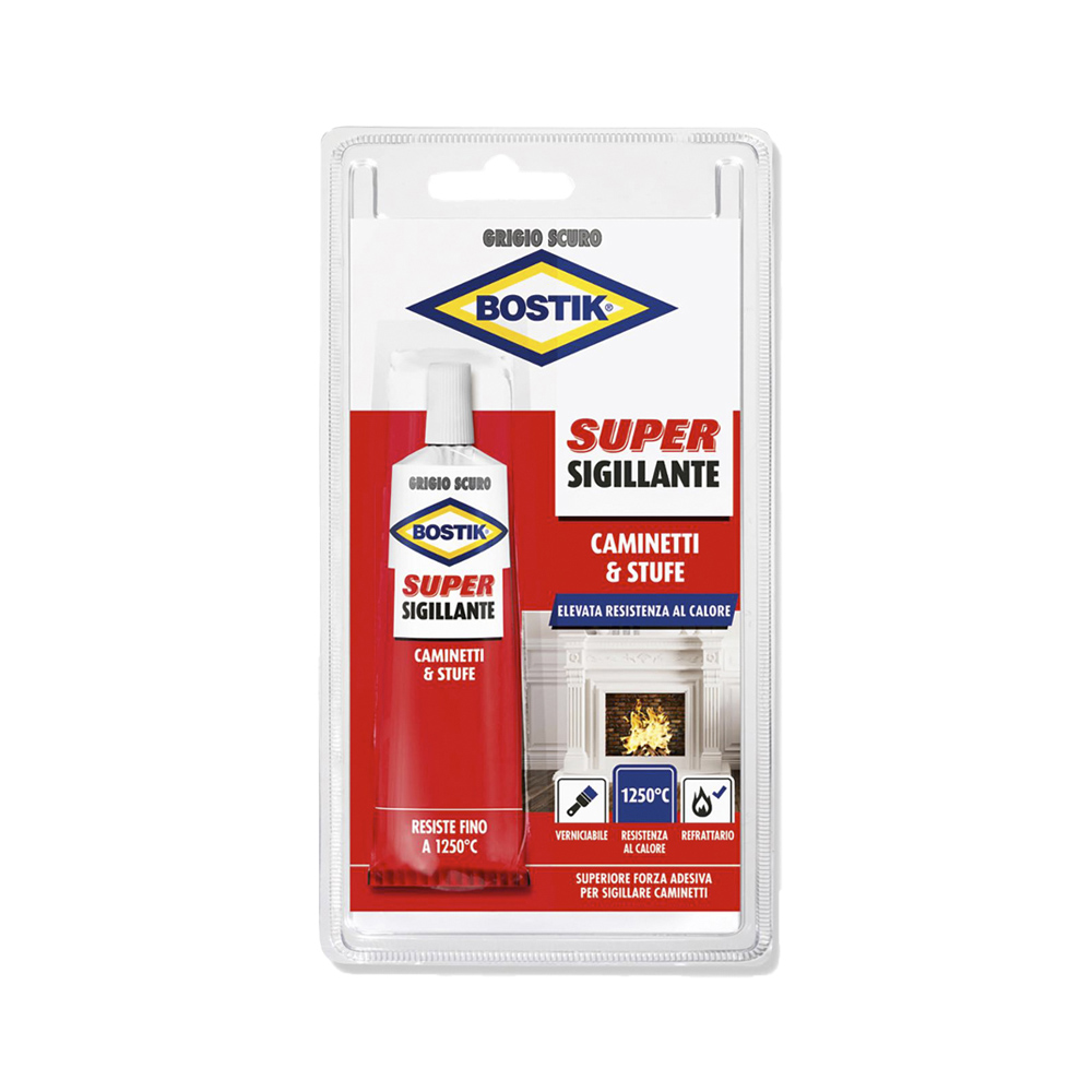 Mastice per Stufe e Camini Super Sigillante 100 gr BOSTIK - Grigio Scuro