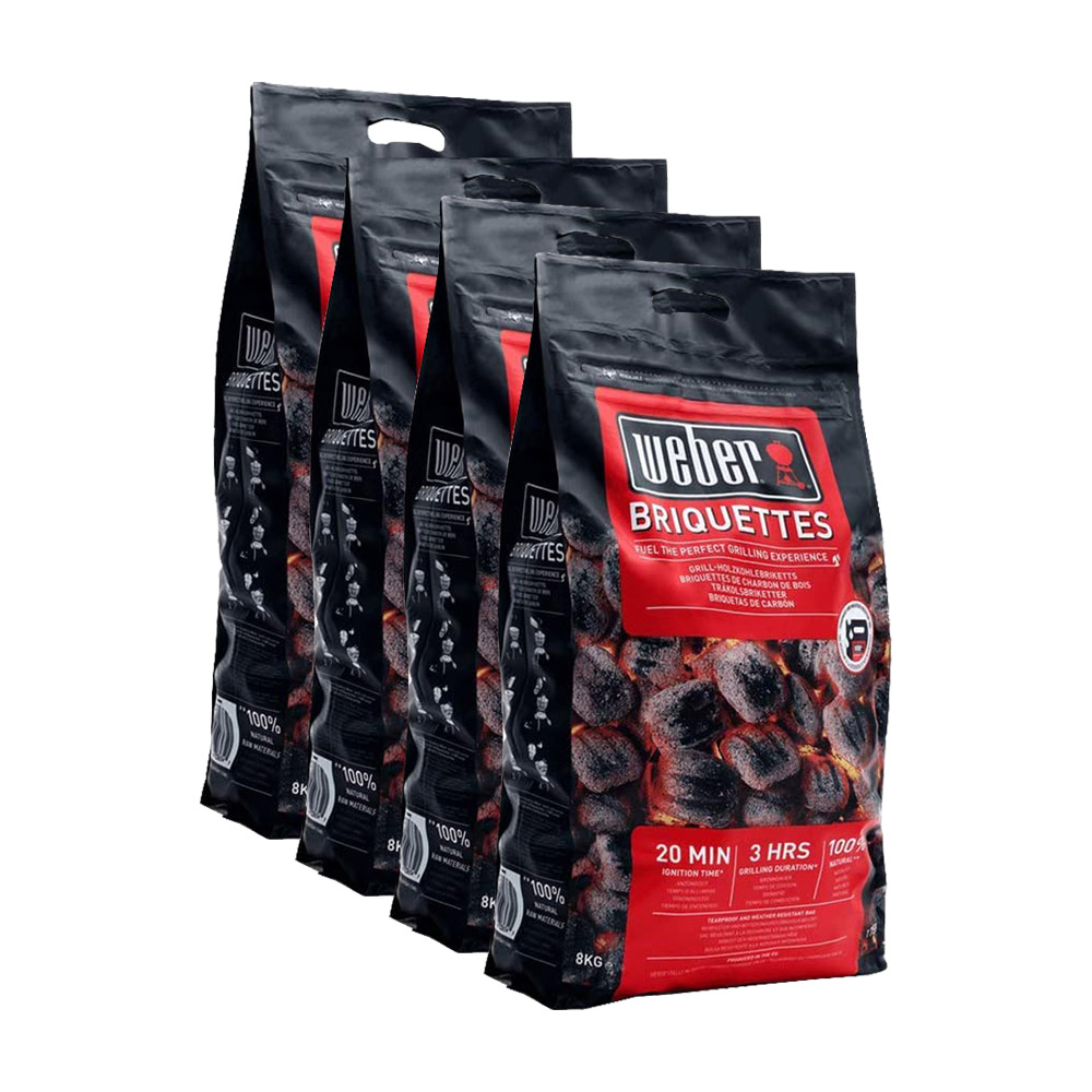 x4 Carboni Minerali in Bricchetti WEBER - 4 Sacchette da 8 kg