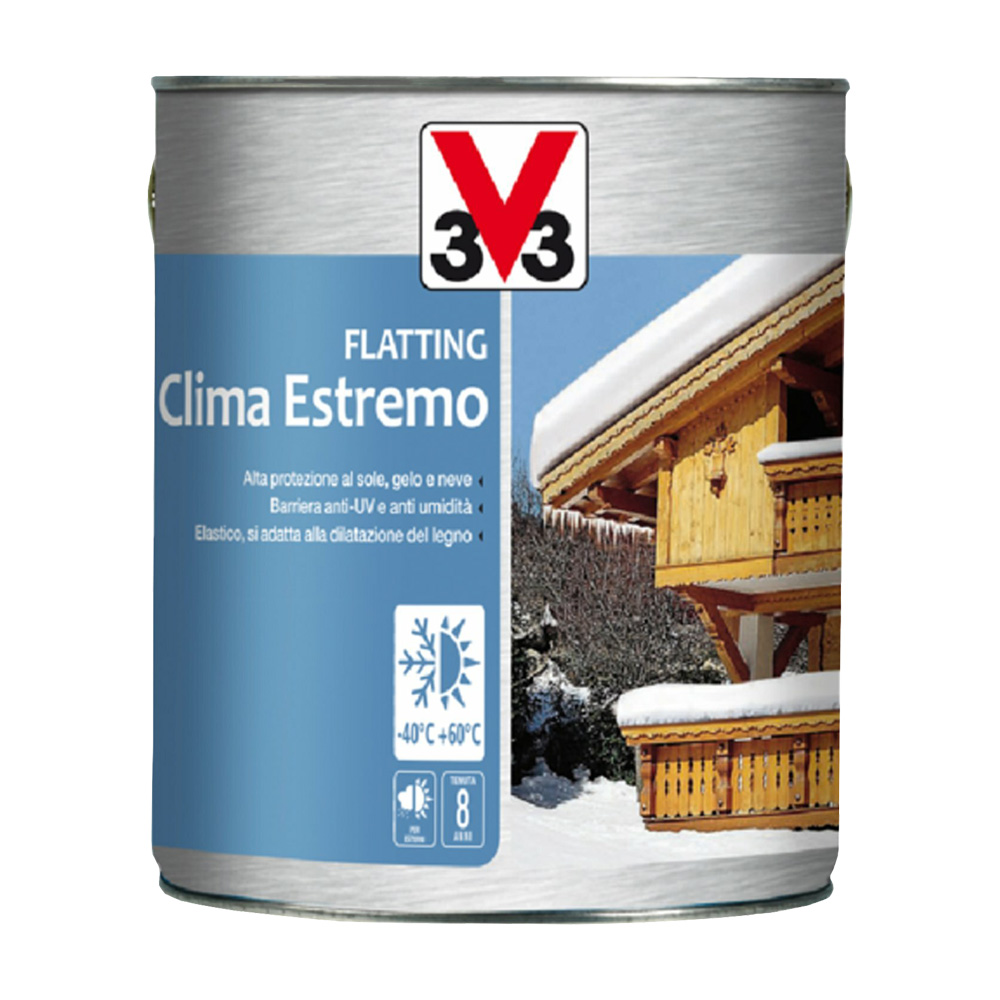 Vernice flatting clima estremo per legno esterno 2,5 lt v33 - incolore brillante.