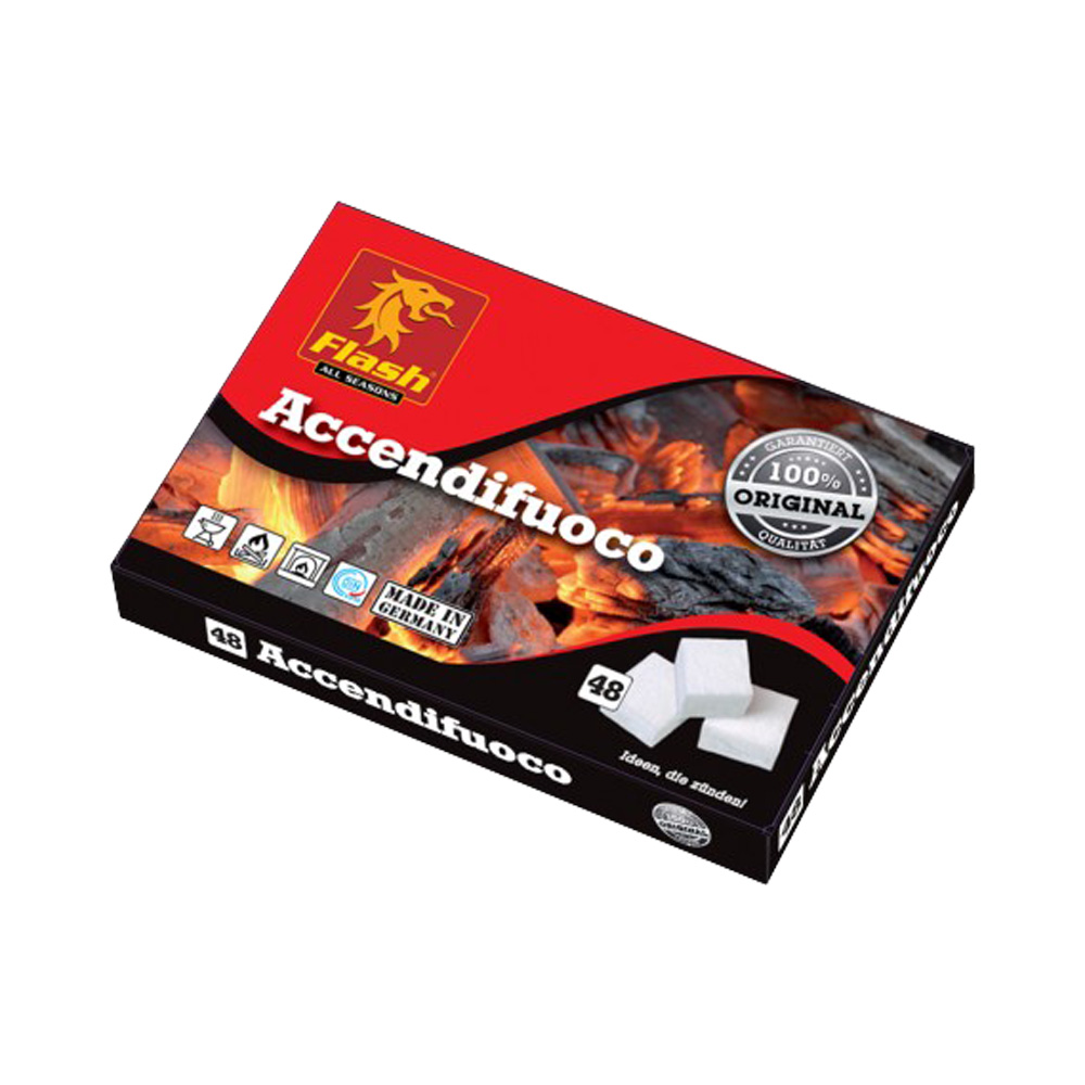Accendifuoco a paraffina 48 cubetti bianco flash - non inquina e non sporca.