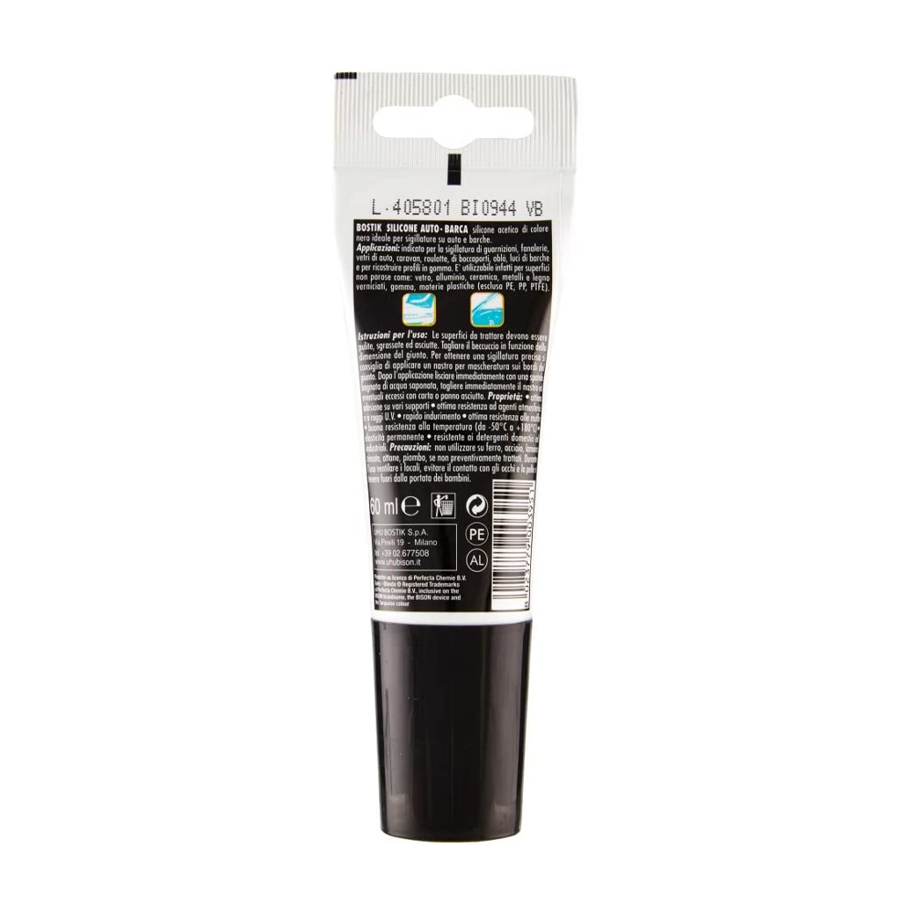 Silicone Auto e Barche Nero 60 ml BOSTIK - Sigillature Facili, Pratiche e Rapide