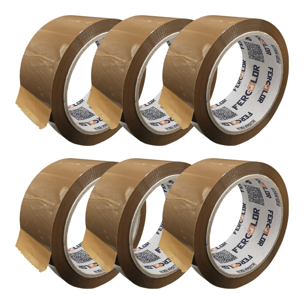 x6 Nastro Adesivo per Imballaggi Silenzioso 50 mm x 66 mt FERWORK - Avana