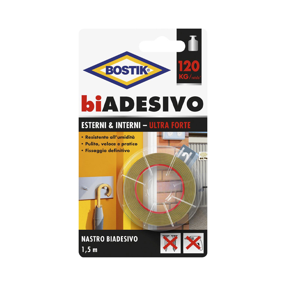 Nastro Ultra Forte biADESIVO Esterni e Interni BOSTIK 19 mm x 1.5 mt