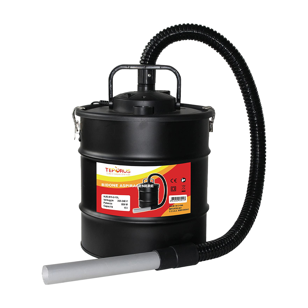 Bidone Aspiracenere 15 Lt Fuocovivo 800W TEPORUS - Filtro HEPA