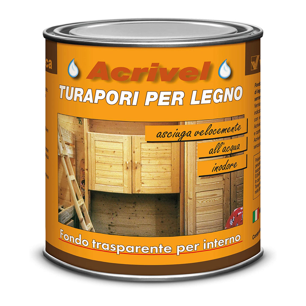Fondo turapori all'acqua trasparente acrivel veleca 750 ml.