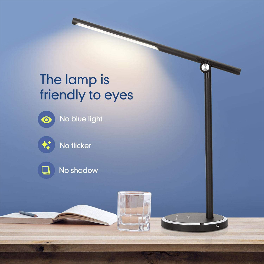 Lampada LED da Scrivania 8W 3000/6000K Nero AIGOSTAR - Uscita USB