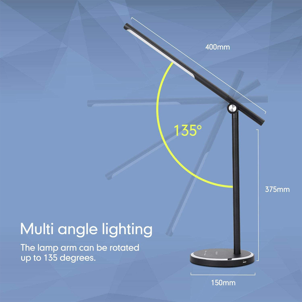 Lampada LED da Scrivania 8W 3000/6000K Nero AIGOSTAR - Uscita USB