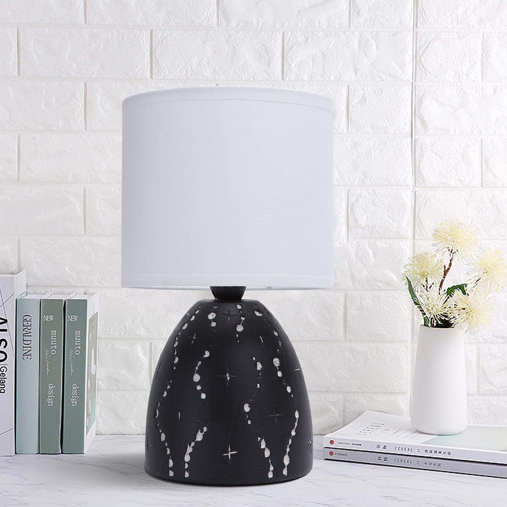 Lampada da Tavolo Vintage in Ceramica Nero AIGOSTAR - Attacco E14