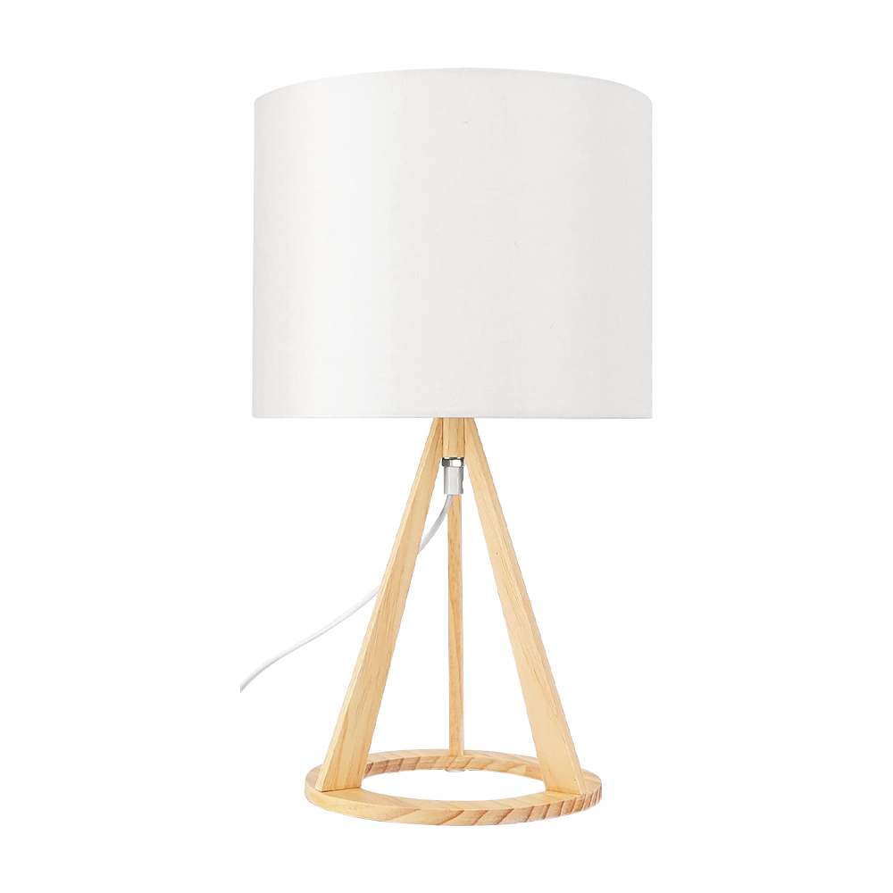 Lampada da Tavolo Moderna in Legno e Lino AIGOSTAR - Attacco E27