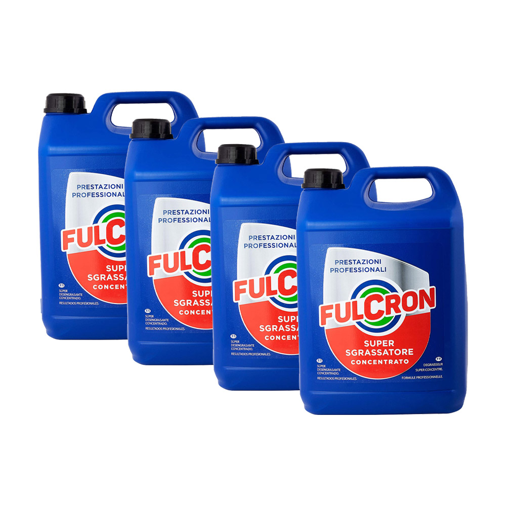 x4 Super Sgrassatore Detergente Professionale Concentrato FULCRON 5 Lt - 4 Pz