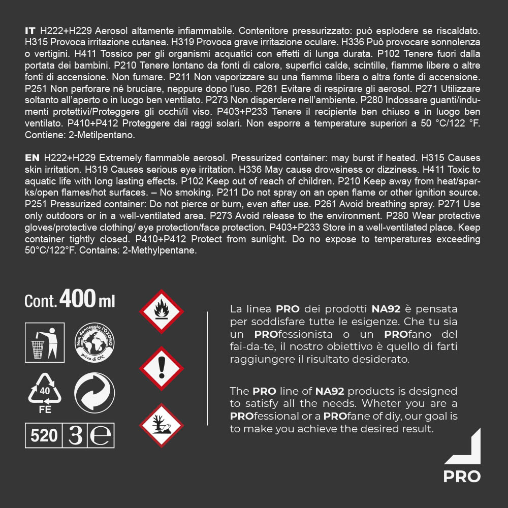 Olio Lubrificante al Silicone Professionale NA92 LUBRISIL 400 ml