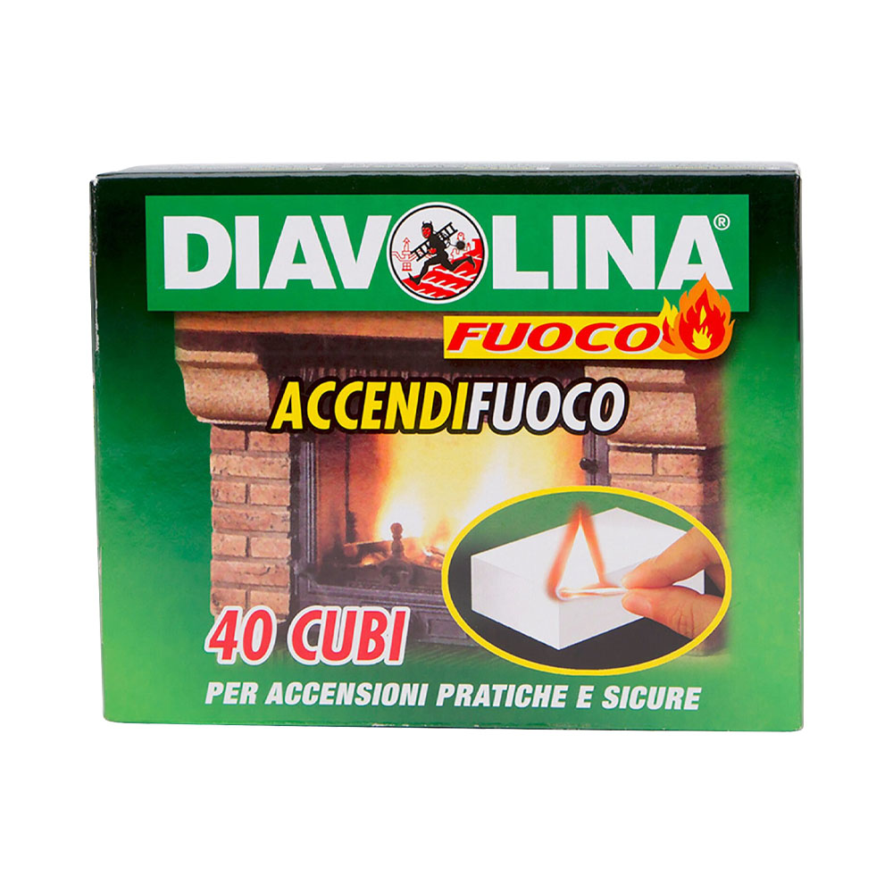 Accendifuoco bianco 40 cubetti diavolina per barbecue e caminetti.