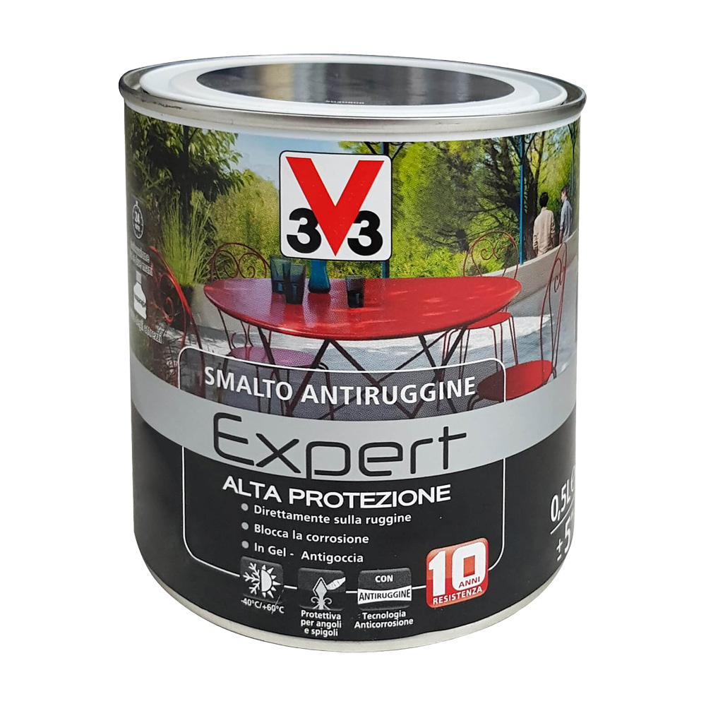 Smalto Antiruggine in Gel Expert 500 ml V33 - Nero Brillante RAL 9005