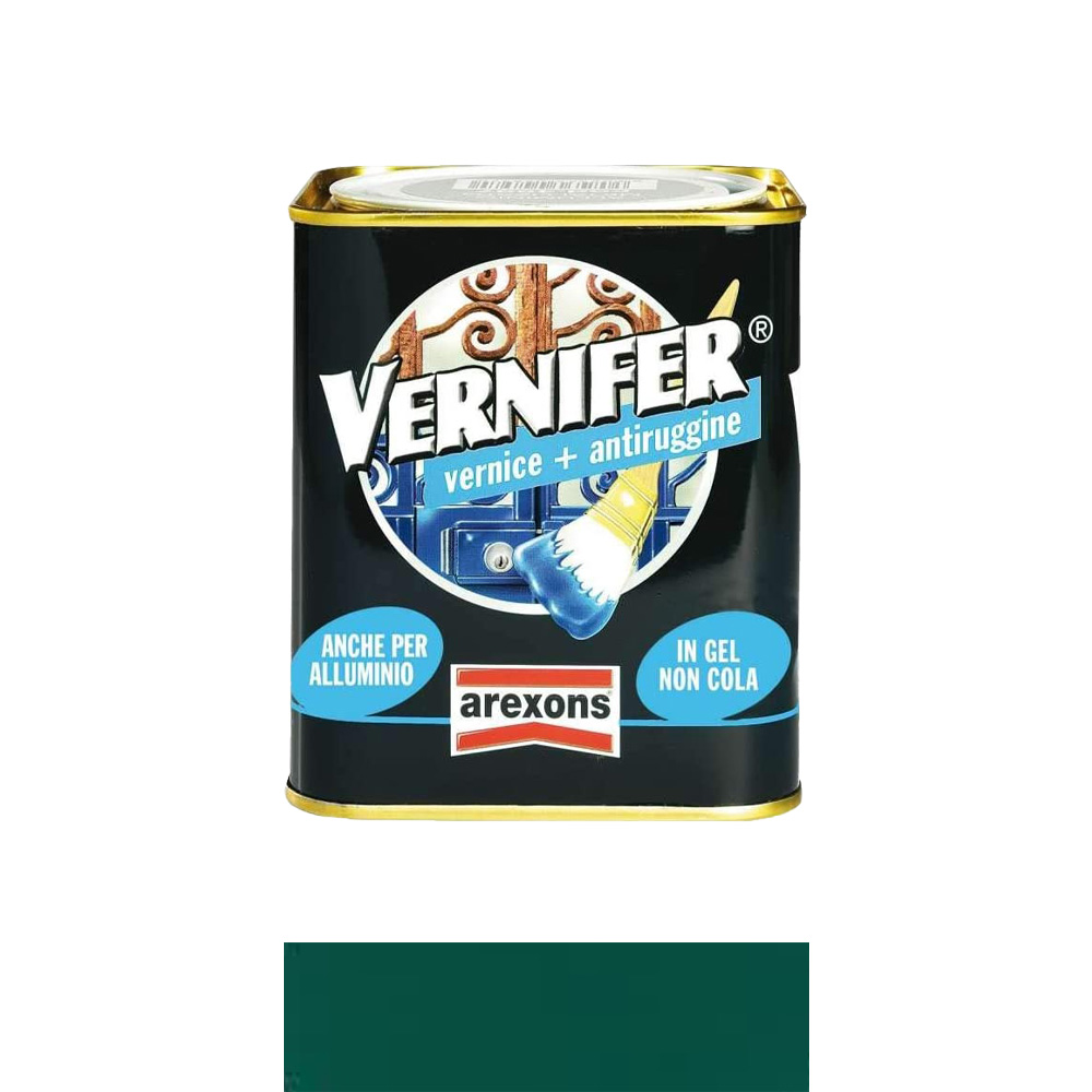 Smalto antiruggine vernifer in gel 750 ml arexons - verde smeraldo brillante.