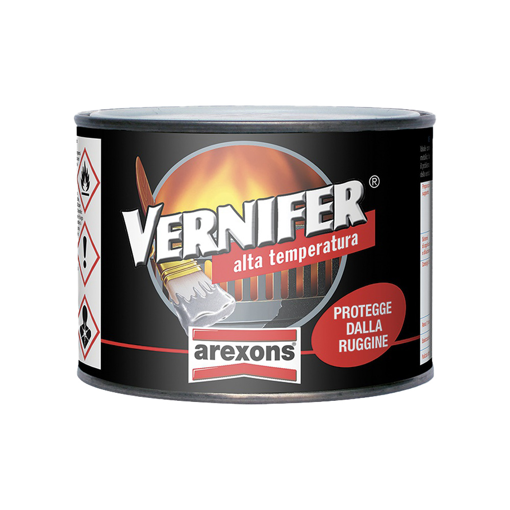 Smalto Antiruggine Vernifer Alta Temperatura Nero Satinato AREXONS 500 ml