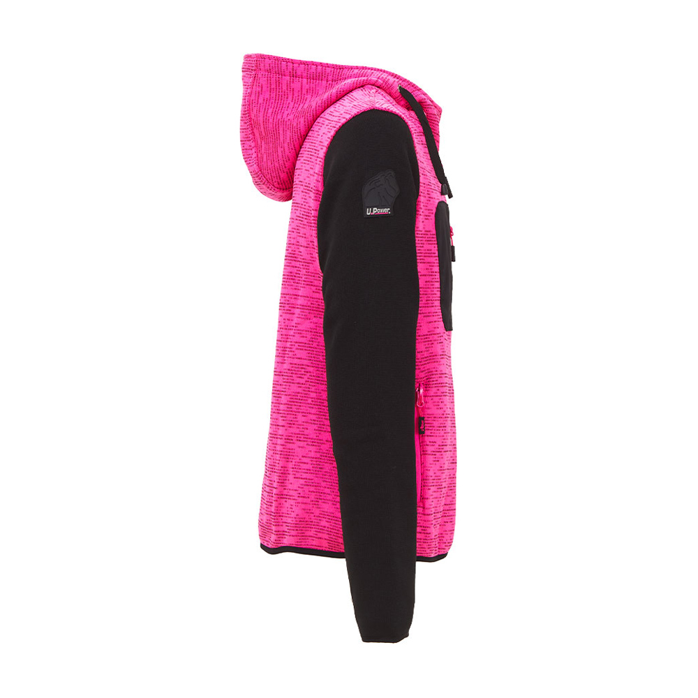 Felpa Full Zip con Cappuccio Enjoy Rainbow Lady Black Fucsia U-POWER - Taglia L