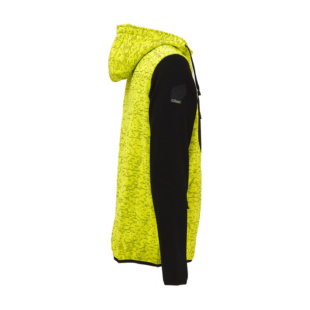 Felpa Full Zip con Cappuccio Enjoy Rainbow Giallo Fluo U-POWER - Taglia M