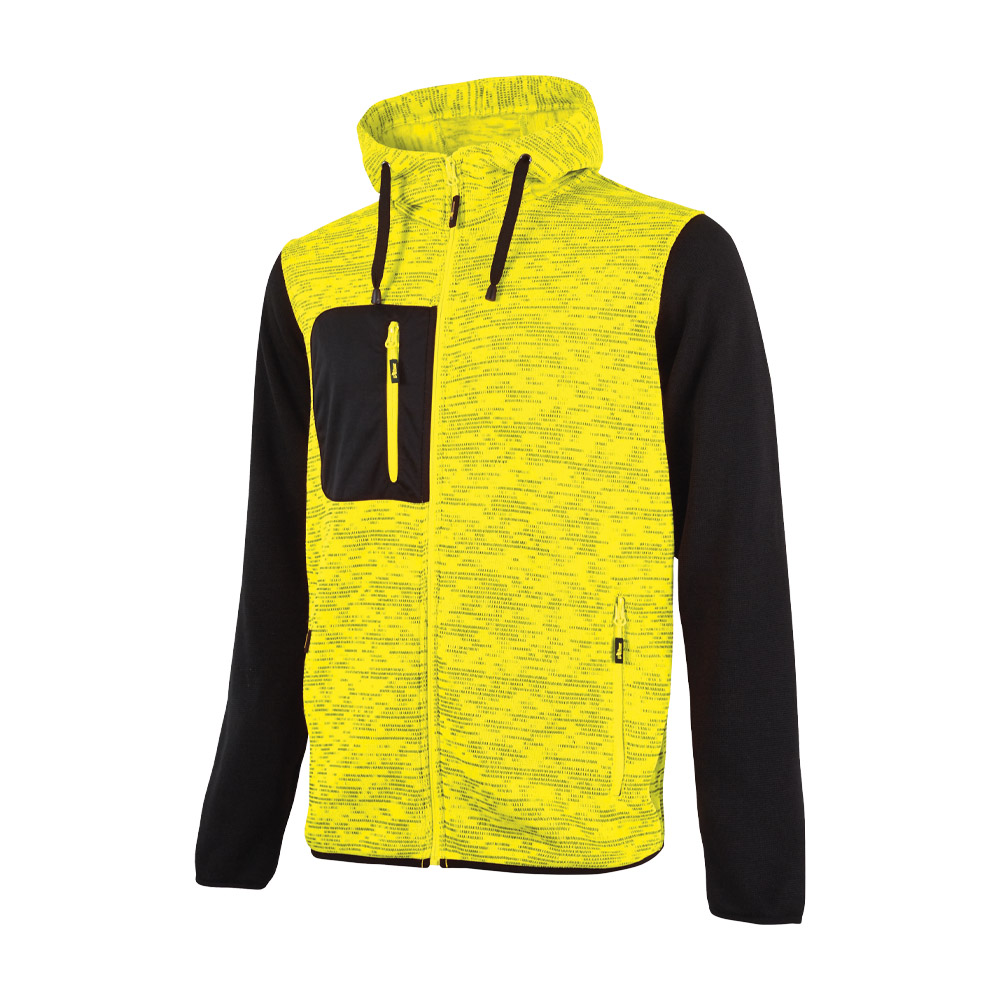 Felpa full zip con cappuccio enjoy rainbow giallo fluo u-power - taglia m.