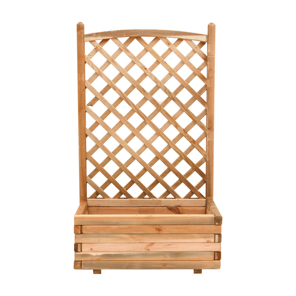 Fioriera in Legno di Pino con Pannello Grigliato FERLIVING - 40x80x180h cm