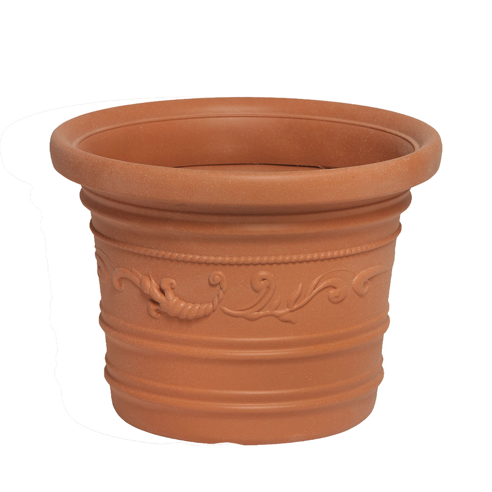 Vaso Festonato Circolare in Resina Rosso Terracotta FERLIVING - 70x55h cm