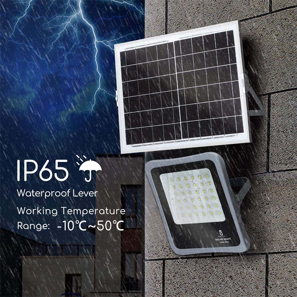 Proiettore LED 100W 6400K AIGOSTAR - Sensore, Pannello Solare e Telecomando