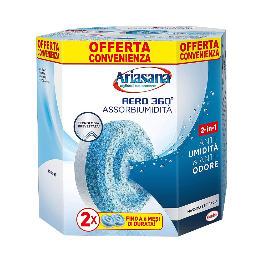 Ricariche assorbiumidit� aero 360� tab 450 gr inodore ariasana - conf. 2 pezzi.