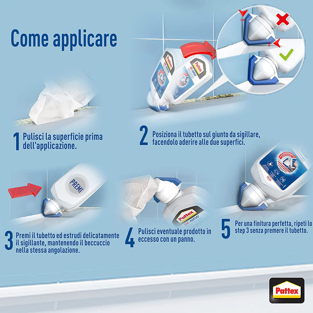 Sigillante per Fughe Bagno Sano Re-New 80 ml PATTEX - Bianco