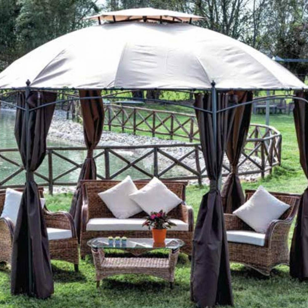 Gazebo Esagonale Gotic in Acciaio FERLIVING 350x270h cm