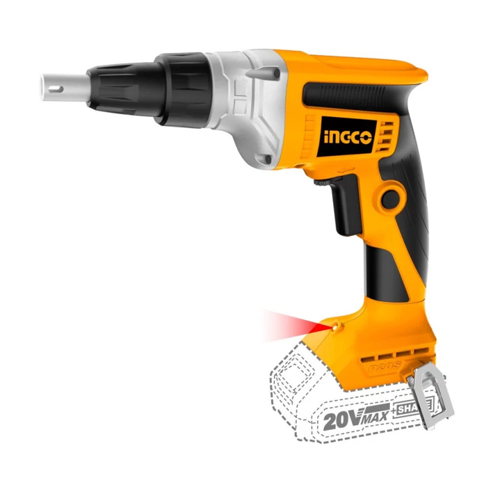 Avvitatore per cartongesso brushless a batteria 20v ingco - 30 nm.