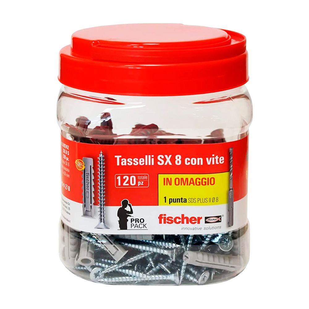 Tassello nylon con vite sx 8 s 120 pz fischer - con punta sds plus ii.