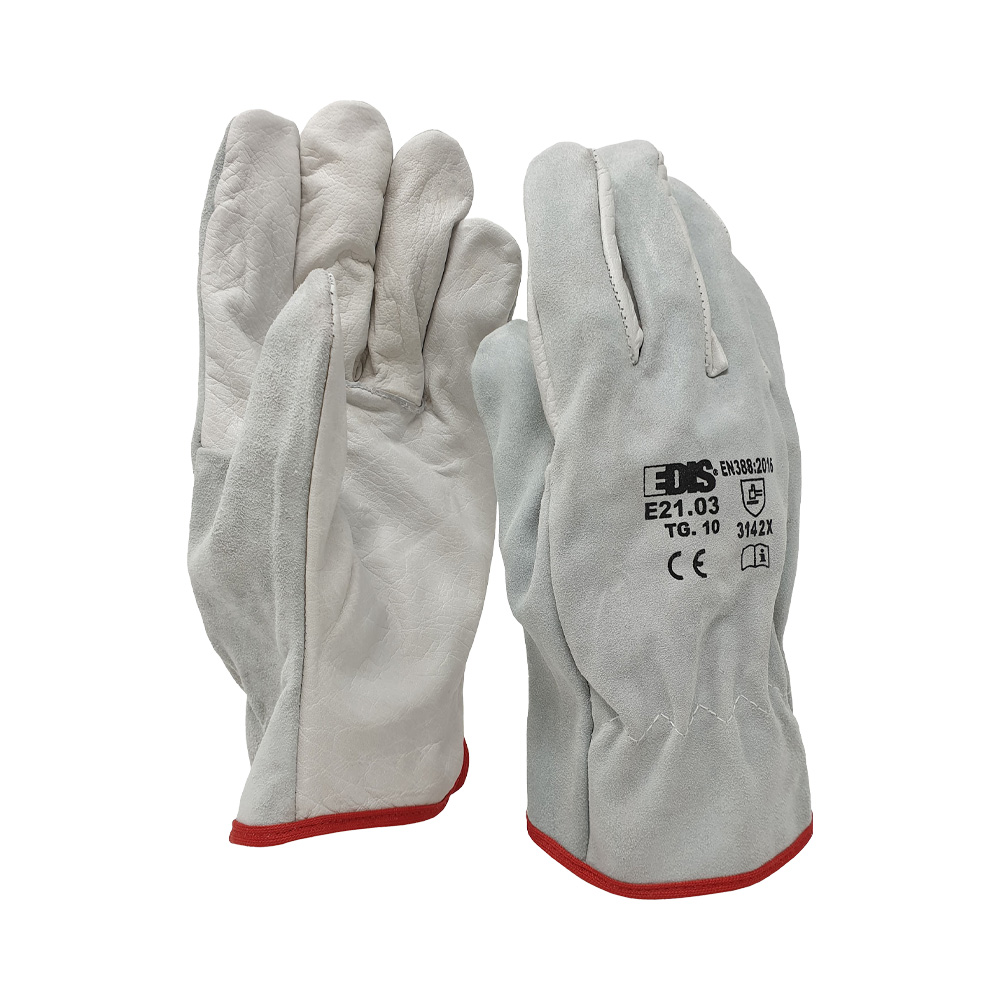 Guanti in Pelle di Bovino con Dorso in Crosta Tg.9 FERWORK - Conf. 12 Paia