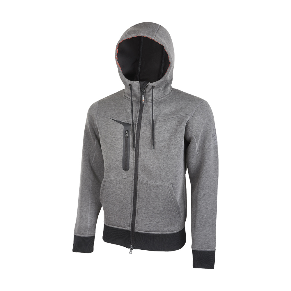 Felpa full zip con cappuccio performance tasty grey meteorite u-power - tg. xxl.