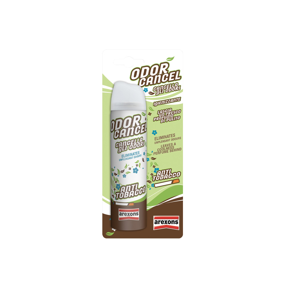 Profumatore igienizzante auto odor cancel fragranza antitabacco arexons 75 ml .