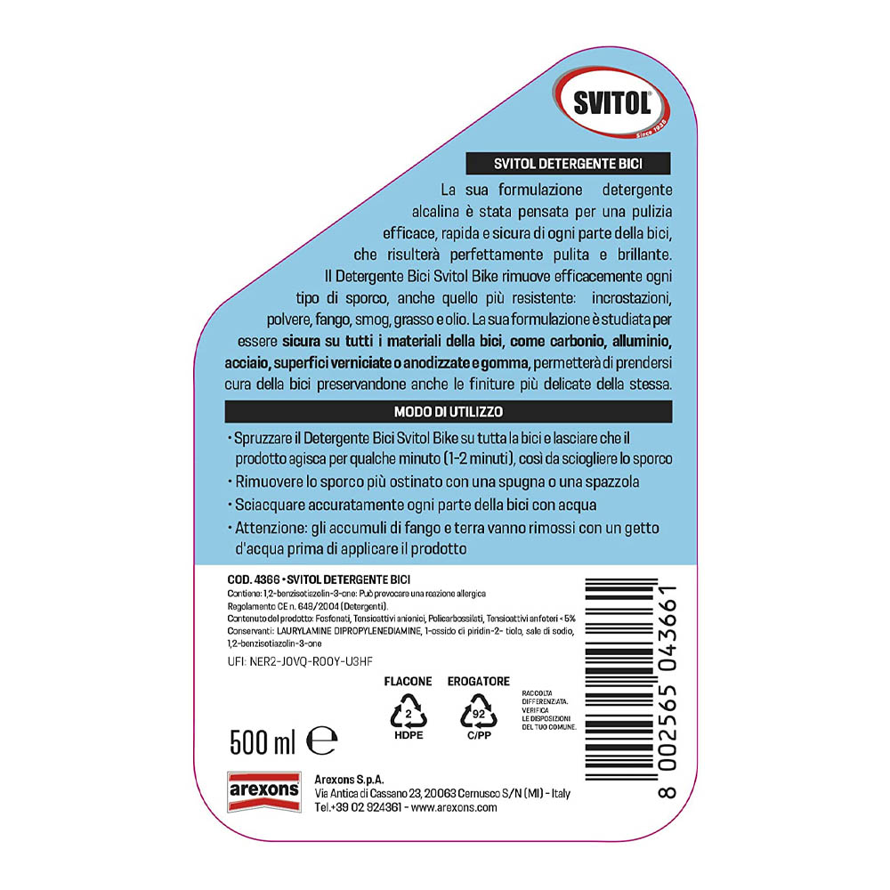 Detergente Bici 500 ml SVITOL BIKE - per Tutti i Materiali della Bici