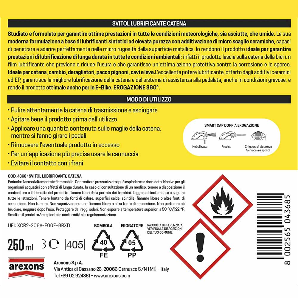 Lubrificante Catena Spray 250 ml SVITOL BIKE - Erogatore di Precisione Incluso
